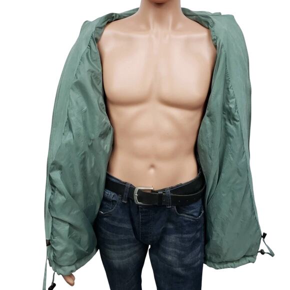 London Fog Removable Hood Windbreaker Trench Jacket Zip Up XL Sage Green - Picture 8 of 12